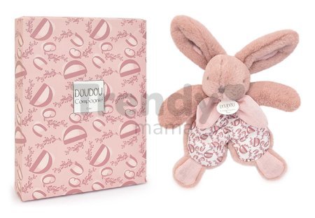 Plyšový zajačik na maznanie Bunny Comforter Pink Doudou et Compagnie v darčekovom balení ružový 18 cm od 0 mes