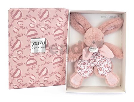 Plyšový zajačik na maznanie Bunny Comforter Pink Doudou et Compagnie v darčekovom balení ružový 18 cm od 0 mes