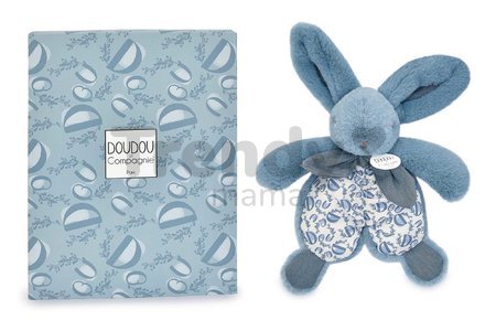 Plyšový zajačik na maznanie Bunny Comforter Blue Doudou et Compagnie v darčekovom balení modrý 18 cm od 0 mes