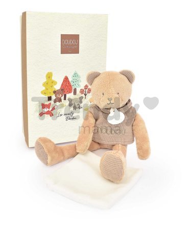 Plyšový medvedík Bear Sweety Doudou et Compagnie v darčekovom balení hnedý 25 cm od 0 mes