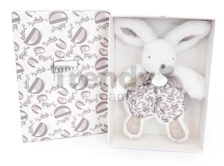 Plyšový zajačik na maznanie Bunny Comforter White Doudou et Compagnie v darčekovom balení biely 18 cm od 0 mes
