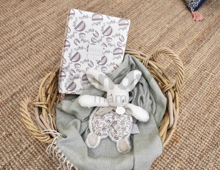 Plyšový zajačik na maznanie Bunny Comforter White Doudou et Compagnie v darčekovom balení biely 18 cm od 0 mes