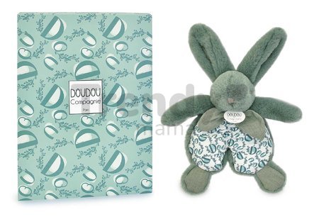 Plyšový zajačik na maznanie Bunny Comforter Sage Green Doudou et Compagnie v darčekovom balení zelený 18 cm od 0 mes