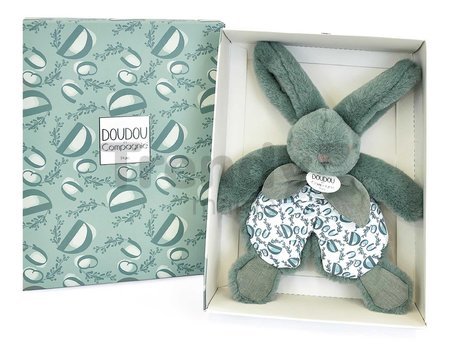 Plyšový zajačik na maznanie Bunny Comforter Sage Green Doudou et Compagnie v darčekovom balení zelený 18 cm od 0 mes