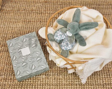 Plyšový zajačik na maznanie Bunny Comforter Sage Green Doudou et Compagnie v darčekovom balení zelený 18 cm od 0 mes