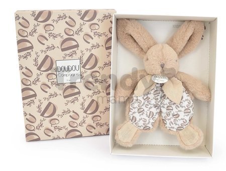 Plyšový zajačik na maznanie Bunny Comforter Sand Beige Doudou et Compagnie v darčekovom balení béžový 18 cm od 0 mes