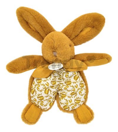 Plyšový zajačik na maznanie Bunny Comforter Ocher Doudou et Compagnie v darčekovom balení žltý 18 cm od 0 mes
