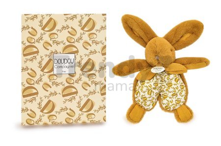 Plyšový zajačik na maznanie Bunny Comforter Ocher Doudou et Compagnie v darčekovom balení žltý 18 cm od 0 mes