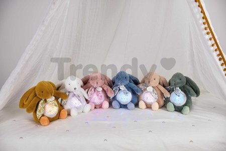 Plyšový zajačik Musical Night Light Star Projector Pink Doudou et Compagnie so svetlom hudbou a bielym šumom ružový 19 cm od 0 mes