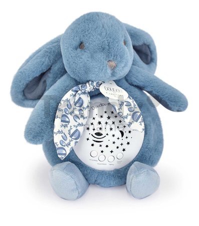 Plyšový zajačik Musical Night Light Star Projector Blue Doudou et Compagnie so svetlom hudbou a bielym šumom modrý 19 cm od 0 mes