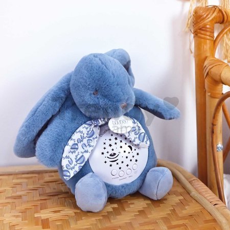 Plyšový zajačik Musical Night Light Star Projector Blue Doudou et Compagnie so svetlom hudbou a bielym šumom modrý 19 cm od 0 mes