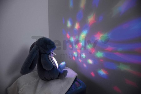 Plyšový zajačik Musical Night Light Star Projector Blue Doudou et Compagnie so svetlom hudbou a bielym šumom modrý 19 cm od 0 mes