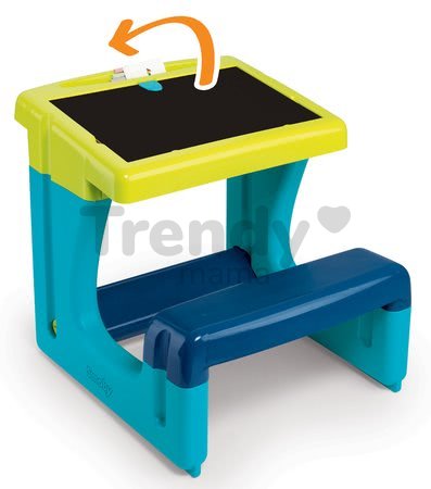 Školská lavica s odkladacím priestorom a obojstrannou tabuľou Activity Smoby s 8 doplnkami modrá