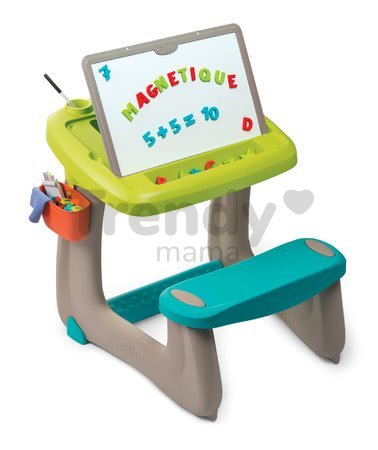 Lavica na kreslenie a magnetky Little Pupils Desk Smoby s obojstrannou tabuľou a úložným priestorom s 80 doplnkami