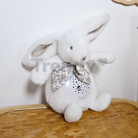 Plyšový zajačik Musical Night Light Star Projector White Doudou et Compagnie so svetlom hudbou a bielym šumom biely 19 cm od 0 mes