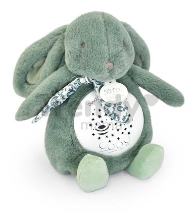 Plyšový zajačik Musical Night Light Star Projector Sage Green Doudou et Compagnie so svetlom hudbou a bielym šumom zelený 19 cm od 0 mes