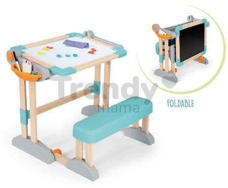 Lavica na písanie a kreslenie Modulo Space Desk Smoby magnetická/na kriedu obojstranná skladacia s 80 doplnkami