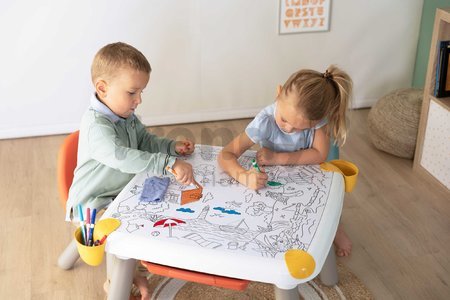 Kreatívny stôl pre deti na kreslenie Kid Creative Table Smoby s 3 odkladacími priestormi 11 doplnkov s fixkami a obrázkami 70*70*47 cm od 24 mes