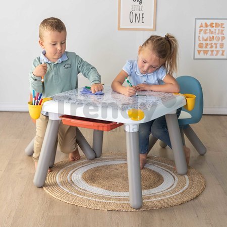Kreatívny stôl pre deti na kreslenie Kid Creative Table Smoby s 3 odkladacími priestormi 11 doplnkov s fixkami a obrázkami 70*70*47 cm od 24 mes