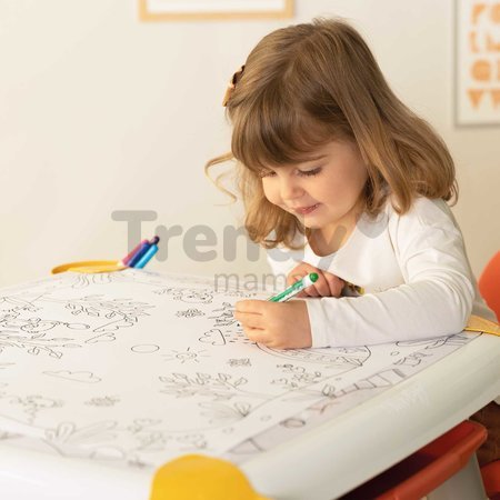 Kreatívny stôl pre deti na kreslenie Kid Creative Table Smoby s 3 odkladacími priestormi 11 doplnkov s fixkami a obrázkami 70*70*47 cm od 24 mes