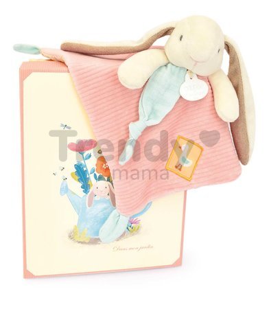 Plyšový zajačik na maznanie Lapin Ciboulette Flat Comforter Doudou et Compagnie v darčekovom balení 27 cm od 0 mes