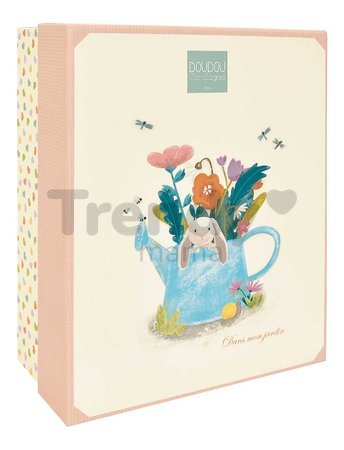 Plyšový zajačik na maznanie Lapin Ciboulette Flat Comforter Doudou et Compagnie v darčekovom balení 27 cm od 0 mes