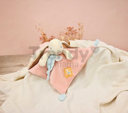 Plyšový zajačik na maznanie Lapin Ciboulette Flat Comforter Doudou et Compagnie v darčekovom balení 27 cm od 0 mes