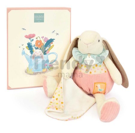 Plyšový zajačik s handričkou na maznanie Lapin Ciboulette Doudou et Compagnie v darčekovom balení 28 cm od 0 mes