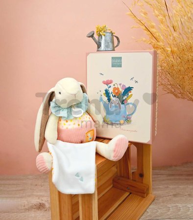 Plyšový zajačik s handričkou na maznanie Lapin Ciboulette Doudou et Compagnie v darčekovom balení 28 cm od 0 mes