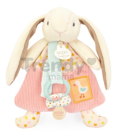 Plyšový zajačik s klipom na cumlík Lapin Ciboulette Doudou Dummy Holder Doudou et Compagnie v darčekovom balení 19 cm od 0 mes