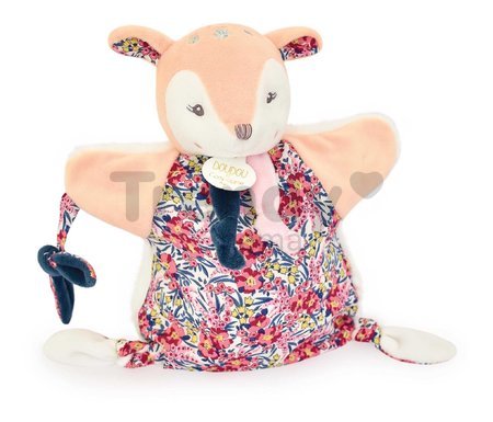Plyšový jelenček na bábkové divadlo Puppet Deer Boh'aime Doudou et Compagnie ružový 25 cm od 0 mes