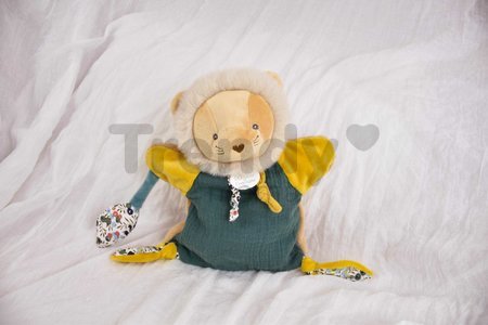 Plyšový lev na bábkové divadlo Puppet Lion Boh'aime Doudou et Compagnie zelený 25 cm od 0 mes