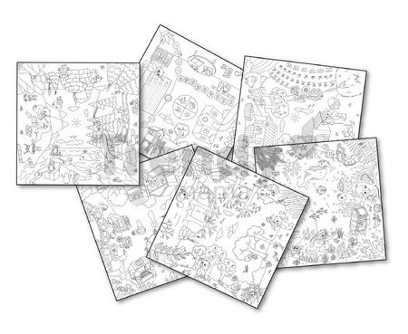 Veľkoformátové obrázky na vyfarbovanie Kid Colouring Smoby 10 kusov kompatibilné so stolom Kid Creative Table 51*51 cm od 24 mes