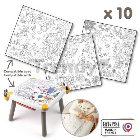 Veľkoformátové obrázky na vyfarbovanie Kid Colouring Smoby 10 kusov kompatibilné so stolom Kid Creative Table 51*51 cm od 24 mes