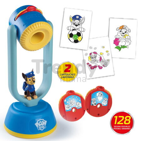 Kreslenie so svetelným projektorom Paw Patrol Drawing Projector Smoby s 2 modulmi s nastaviteľnou hĺbkou ostrosti 128 doplnkov od 4 rokov