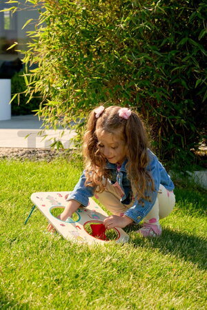 Drevená hra hádzanie vreciek na terč Outdoor Throwing Game Eichhorn 6 vrecúšok pre 1-2 hráčov