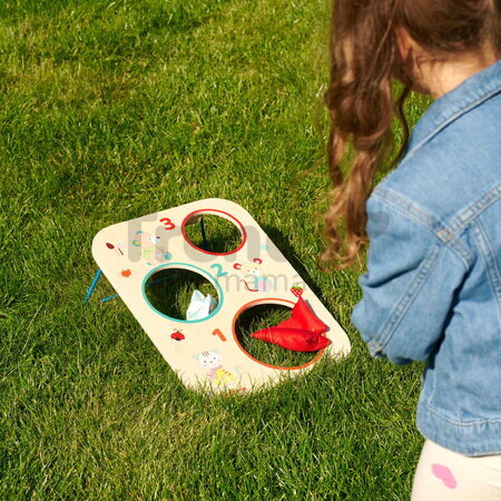 Drevená hra hádzanie vreciek na terč Outdoor Throwing Game Eichhorn 6 vrecúšok pre 1-2 hráčov