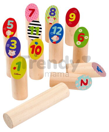 Drevená hra s hádzaním kolíkov Throwing Game Sticks Outdoor Eichhorn 13 kolíkov s priemerom 45 mm od 3 rokov EH4464