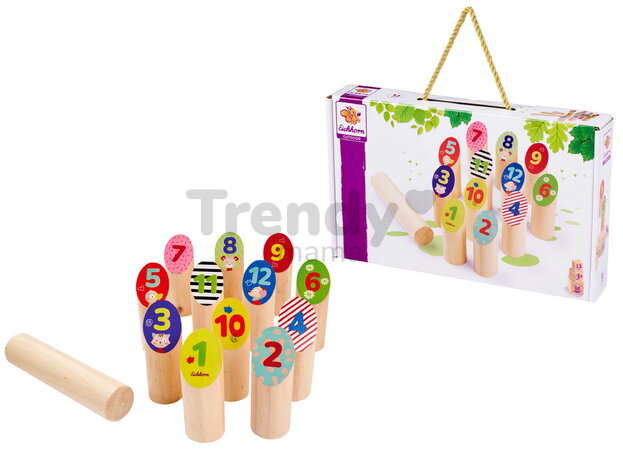 Drevená hra s hádzaním kolíkov Throwing Game Sticks Outdoor Eichhorn 13 kolíkov s priemerom 45 mm od 3 rokov EH4464