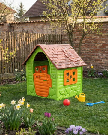 Záhradný domček My First Playhouse Dohány zelený s kvetinkou na streche od 24 mes
