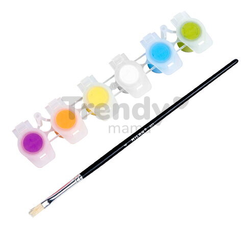 Drevené kolíky do kvetináča Outdoor Flowerpot Stickers Eichhorn 8 dielov so štetcom a farbou na vymaľovanie