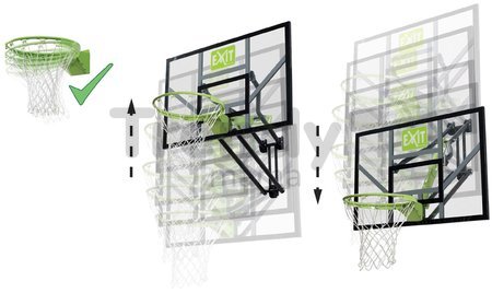 Basketbalová konštrukcia s doskou a flexibilným košom Galaxy wall mounted basketball Exit Toys oceľová uchytenie na stenu nastaviteľná výška