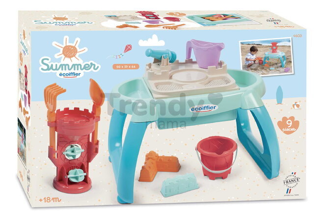 Pieskovisko stolík na vodu a piesok Sand & Water Table Écoiffier s dvojitým mlynom 9 doplnkov od 18 mes
