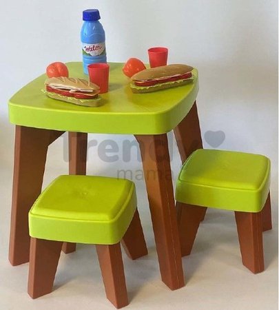 Stôl s dvoma stoličkami Garden&Seasons Écoiffier s potravinami 10 doplnkov výška 38 cm od 12 mes