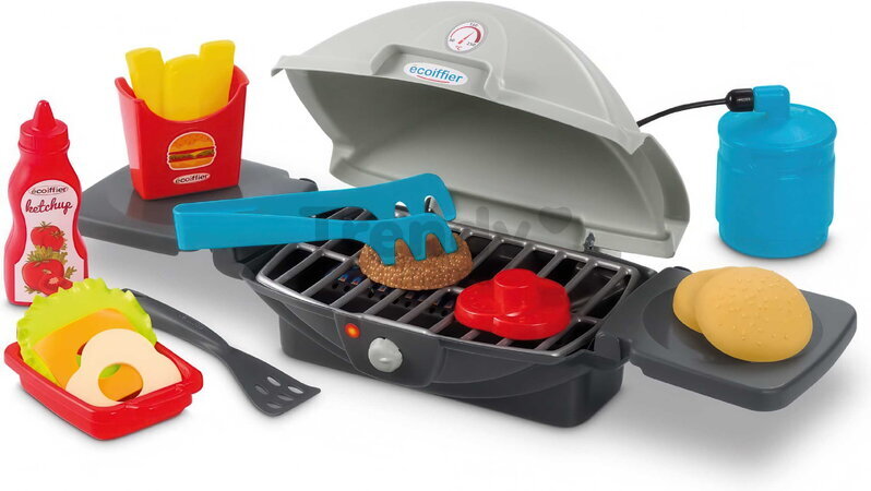 Grill de grădină Garden&Seasons Écoiffier cu hamburgeri și 19 accesorii de la 18 luni