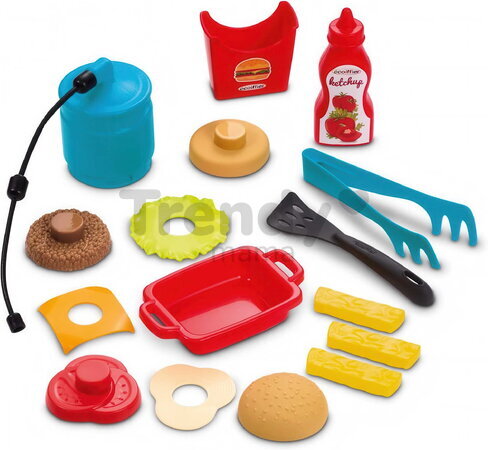 Grill de grădină Garden&Seasons Écoiffier cu hamburgeri și 19 accesorii de la 18 luni