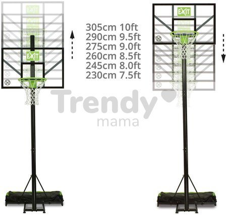 Basketbalová konštrukcia s doskou a košom Comet portable basketball Exit Toys oceľová prenosná nastaviteľná výška