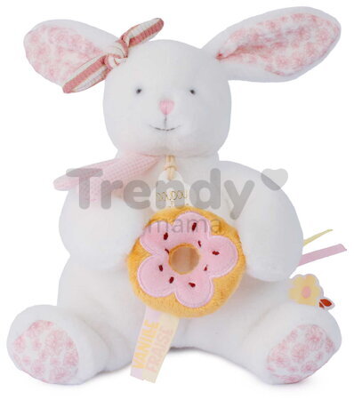 Plyšový zajačik s donutom Vanilla Strawberry Bunny Plush Doudou et Compagnie v darčekovom balení ružový  20 cm od 0 mes DC4670