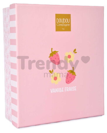 Plyšový zajačik s donutom Vanilla Strawberry Bunny Plush Doudou et Compagnie v darčekovom balení ružový  20 cm od 0 mes DC4670