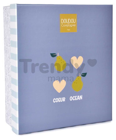 Plyšový zajačik na maznanie Ocean Heart Bunny Doudou et Compagnie v darčekovom balení modrý  25 cm od 0 mes DC4674